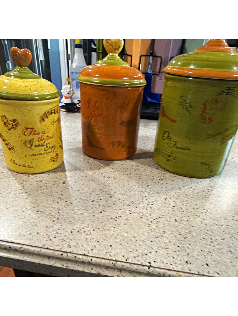 Retired Cracker Barrel Bill Gaither Collection Ceramic  Lidded Canisters Set 3